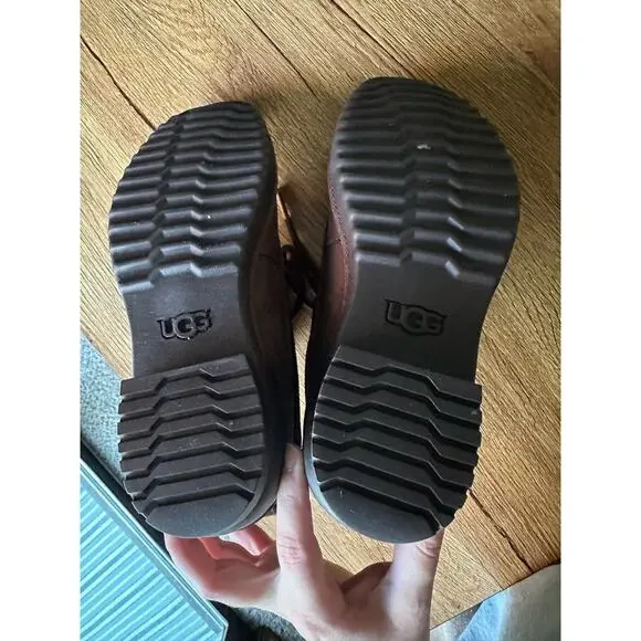 UGG Heather Brown Leather Sheepwool Waterproof Duck Boots Womens Size 5 - Picture 4 of 7